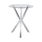 Coaster Denali Round Glass Top Bar Table Chrome Model 100186